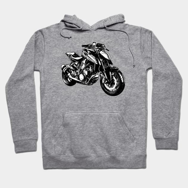 Super Duke 1290 Bike Black and White Color Hoodie by KAM Std